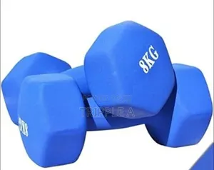 Pair of 8kg Blue Neoprene Dumbbells