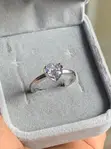 Heart-Shaped White Crystal Engagement Ring - Stainless Steel - 1