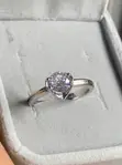 Heart-Shaped White Crystal Engagement Ring - Stainless Steel - 3