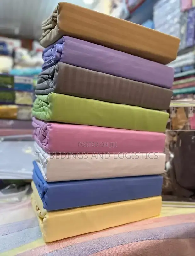 5x6 Plain Cotton Bedsheet Set with Pillow Cases - 1