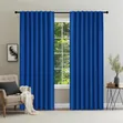 Heavy Plain Navy Blue Light-Filtering Curtains - 1