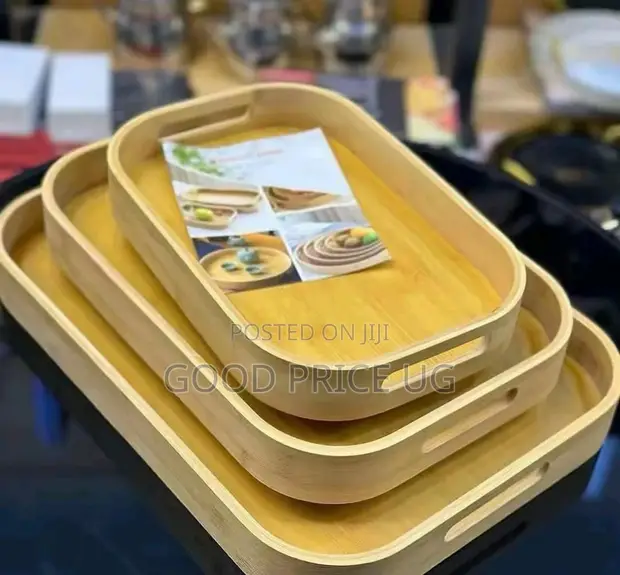 3-Piece Nesting Bamboo Serving Tray Set - 1