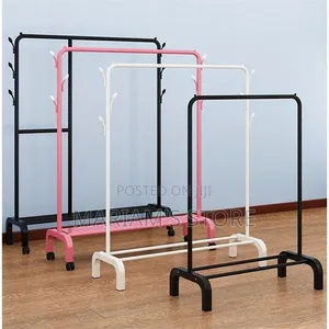 Metal Garment Rack with Wheels and Shoe Storage