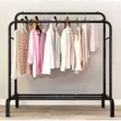 Metal Garment Rack with Wheels and Shoe Storage - 2