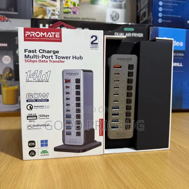 Promate GegaTower-60W 14-in-1 USB-C Hub - 1