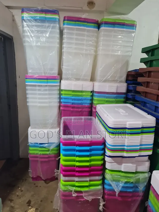 Multi-Color Stackable Plastic Storage Boxes - 1