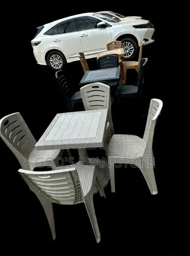 Beautiful Plastic Chairs and Dining Table Set - 1