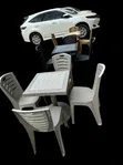 Beautiful Plastic Chairs and Dining Table Set - 1