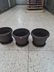 Oxy Plastic Flower Pots - Coffee Brown, Round - 2