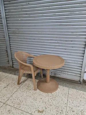 Vegas Plastic Table and Chair Set - Brown