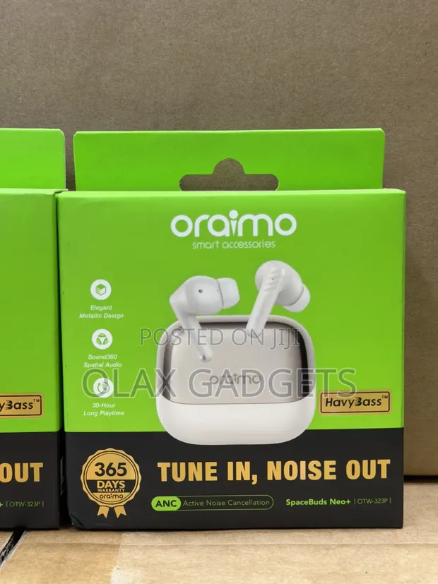 Oraimo SpaceBuds Neo+ ANC Earbuds - White/Black - 1