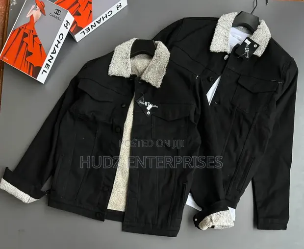 Men's Black Woolen Jean Jacket - 1