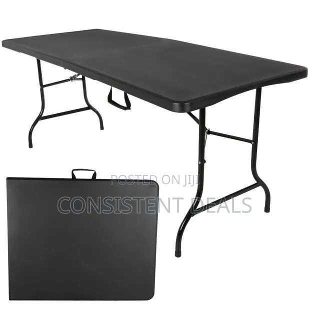 Portable Folding Table - 6-Foot Plastic Desk - 1