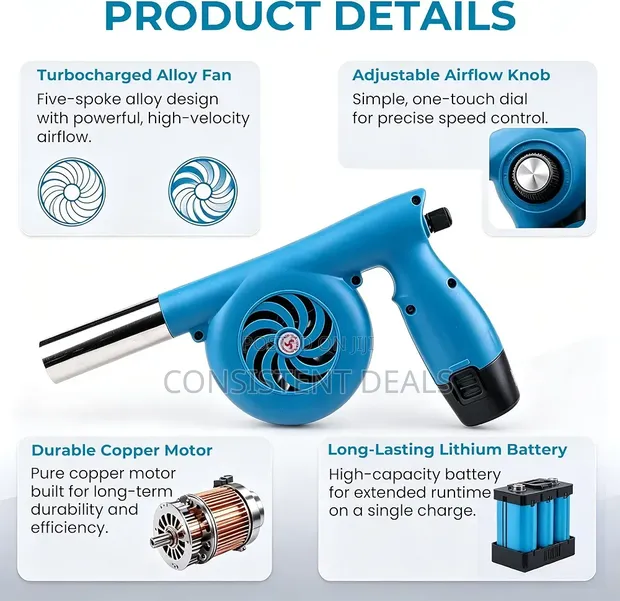 Portable Electric Air Blower (12V, 5000 RPM) - 1