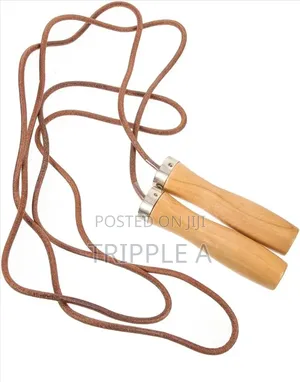 Genuine Leather Skipping Rope with Wooden Handles