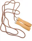 Genuine Leather Skipping Rope with Wooden Handles - 1