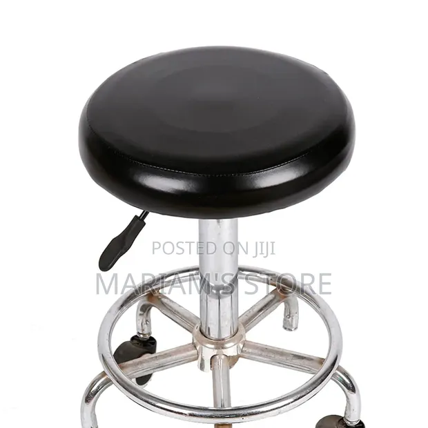 Black Swivel Stool with Adjustable Height - 1