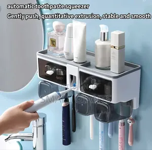Self-Adhesive Multifunctional Toothbrush Holder with Dispenser