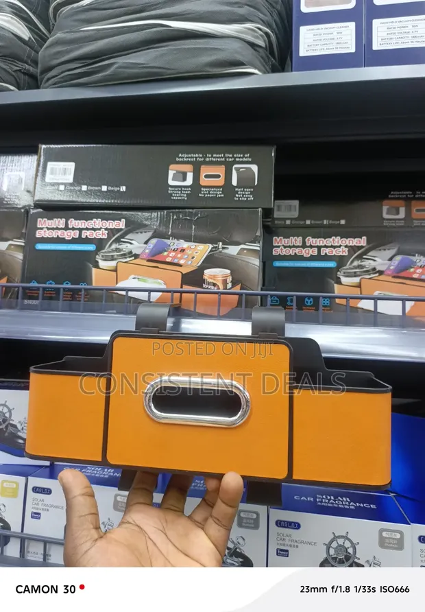 Car Multifunctional Storage Rack - Orange Leather - 1