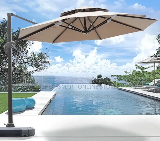 Foldable Outdoor Garden Umbrella - Brown - 1