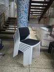 Stackable White and Black Plastic Chairs - 2