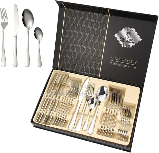 24-Piece Premium Stainless Steel Cutlery Set with Storage Briefcase - 1