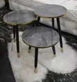 3-in-1 Nesting Table Set with Marble-Effect Top - 1