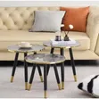 3-in-1 Nesting Table Set with Marble-Effect Top - 2