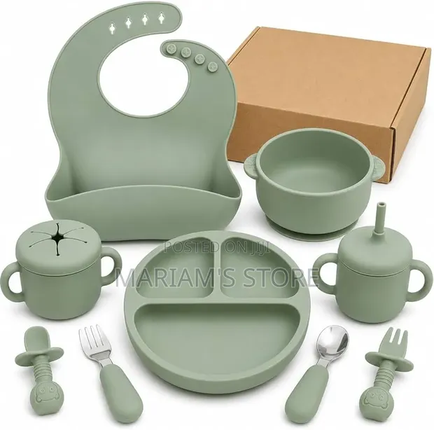 Baby Feeding Set with Suction Plate, Bowl, Bib, and Sippy Cup - 1