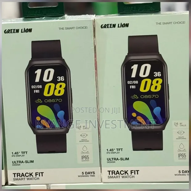 Green Lion Track Fit Smart Watch - Slim Black Design - 1