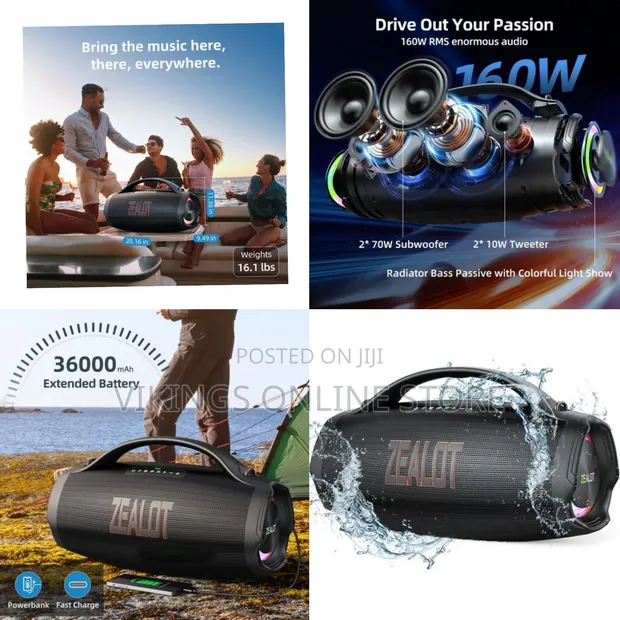 Zealot S98 Bass Portable Bluetooth Speaker, 160W RMS - 1