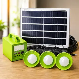 40W Portable Solar Lighting Kit with 3 Bulbs & Phone Charging