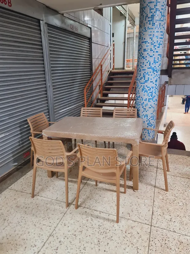 Regal 6 Seater Plastic Dining Table and Chairs - 1