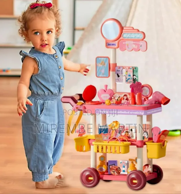 Toddler Girl Vanity Makeup Cart Toy - 68 Pcs - 1
