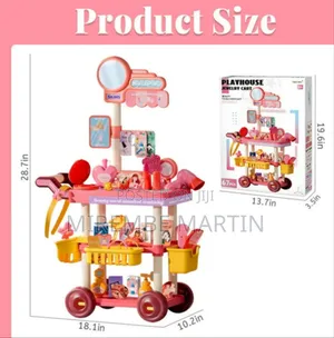 Toddler Girl Vanity Makeup Cart Toy - 68 Pcs