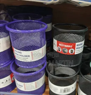 2 Pack Metal Mesh Round Pen Holder - Black