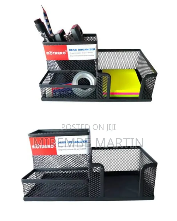 3 Compartment Metal Mesh Desk Organizer - Black - 1