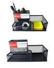 3 Compartment Metal Mesh Desk Organizer - Black - 1