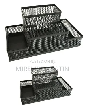 Black Mesh Pen Holder & Desk Organizer