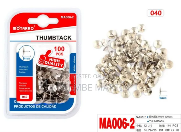 100 Pcs Silver Flat Thumb Tacks - 1