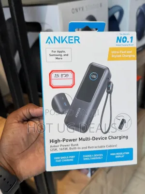 Anker Laptop Power Bank (165W, 25000mAh, Retractable Cables)