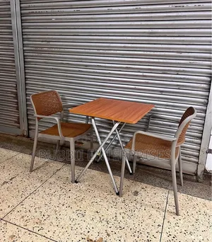 Folding Square Wooden Table + 2 VIP Plastic Chairs