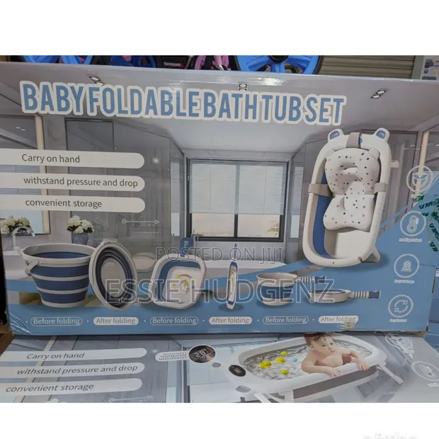 Baby Foldable Bathtub Set with Bather Seat - 1
