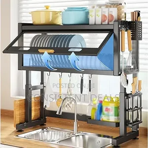 Over the Sink Dish Drying Rack with Top Cabinet