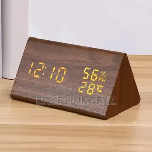 Wooden LED Alarm Clock with Walnut Finish