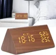 Wooden LED Alarm Clock with Walnut Finish - 2