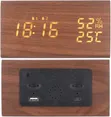 Wooden LED Alarm Clock with Walnut Finish - 3