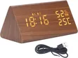 Wooden LED Alarm Clock with Walnut Finish - 4