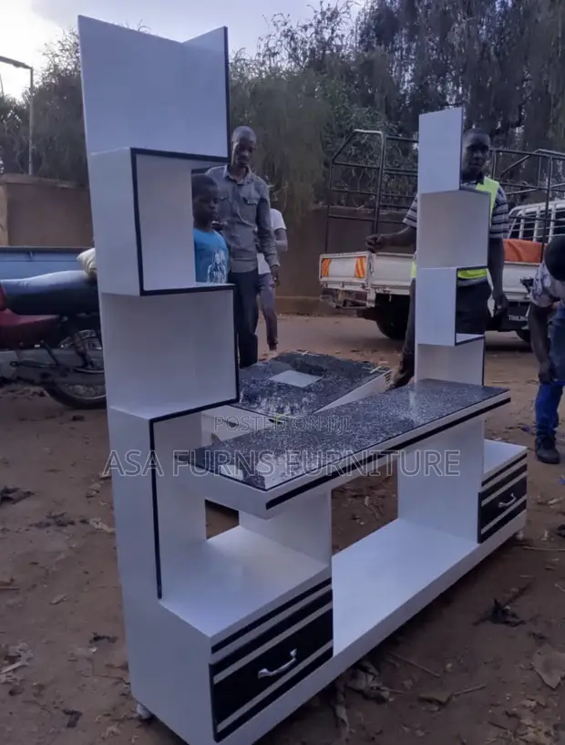 Wood-Mode TV Stand with Side Units - 1