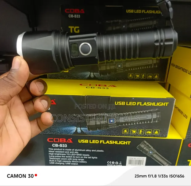 Rechargeable Flashlight - 900000 Lumens - 1